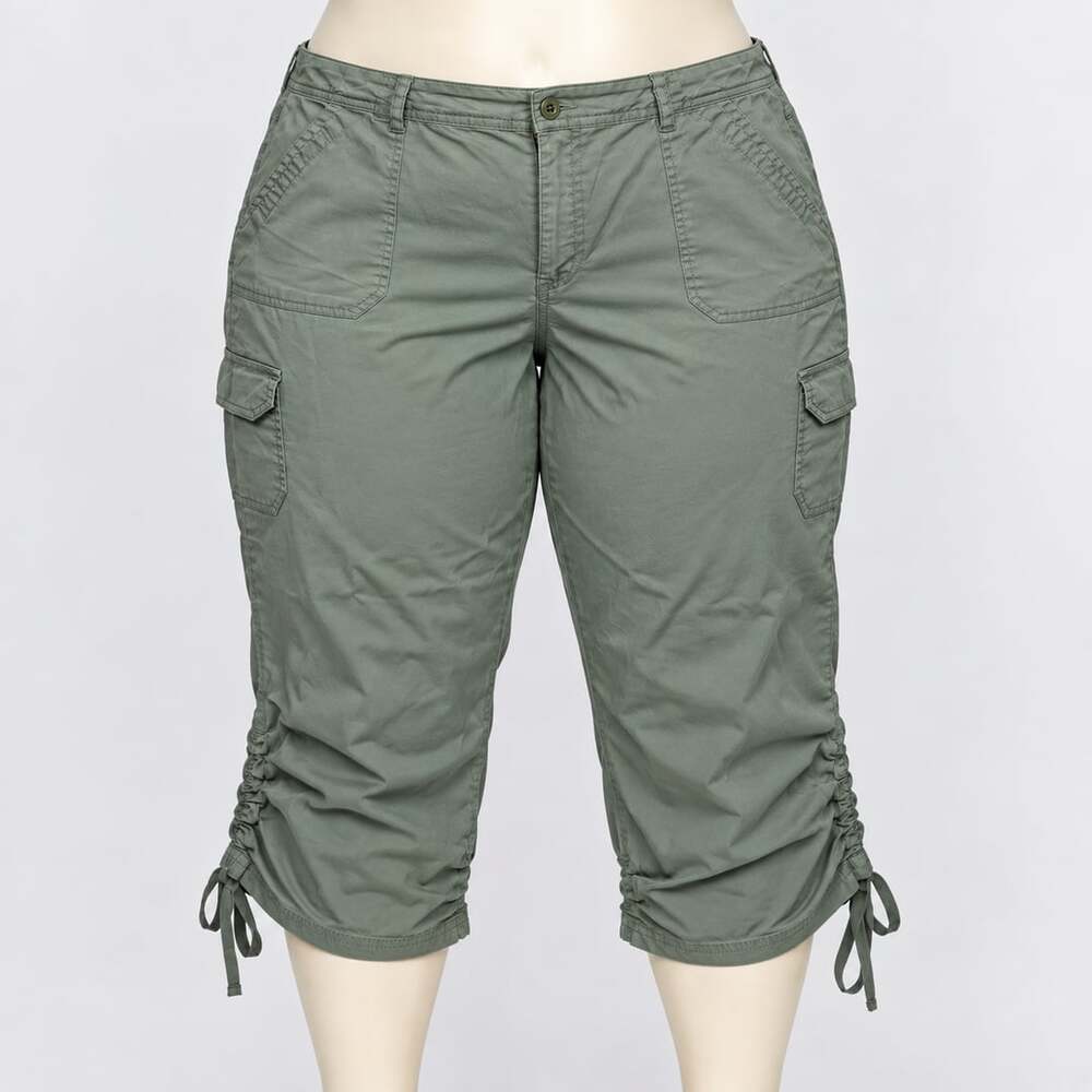 Gloria Vanderbilt Women 18 Green Zoey Cargo Cropped Pants NWT Utility Plus Size